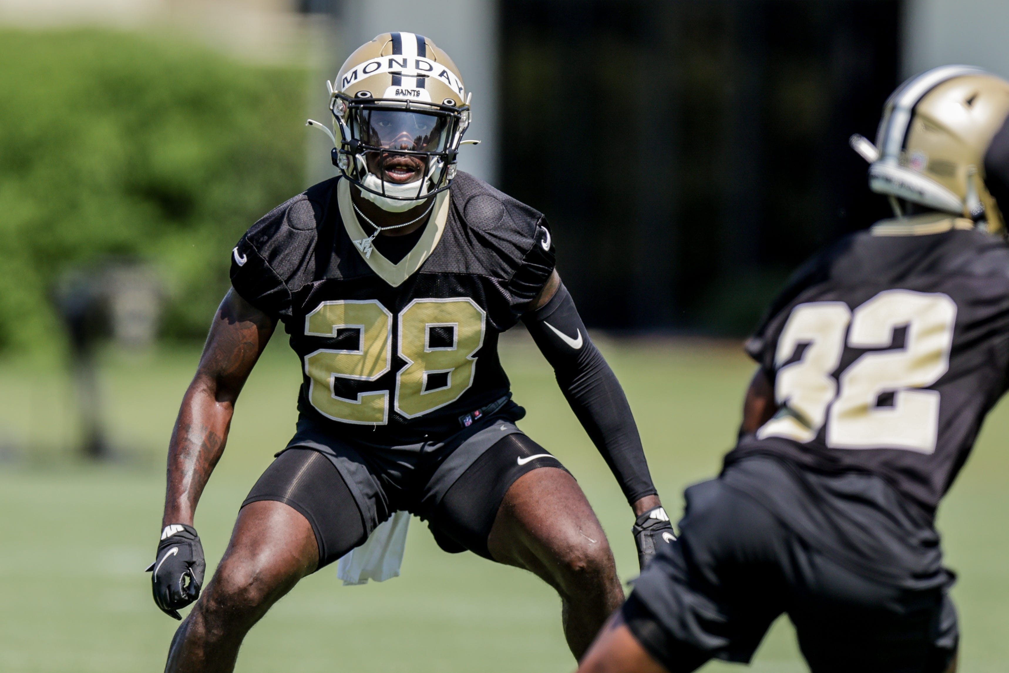 New Orleans Saints safety Smoke Monday works out during rookie camp at the New Orleans Saints Training Facility on May 14.