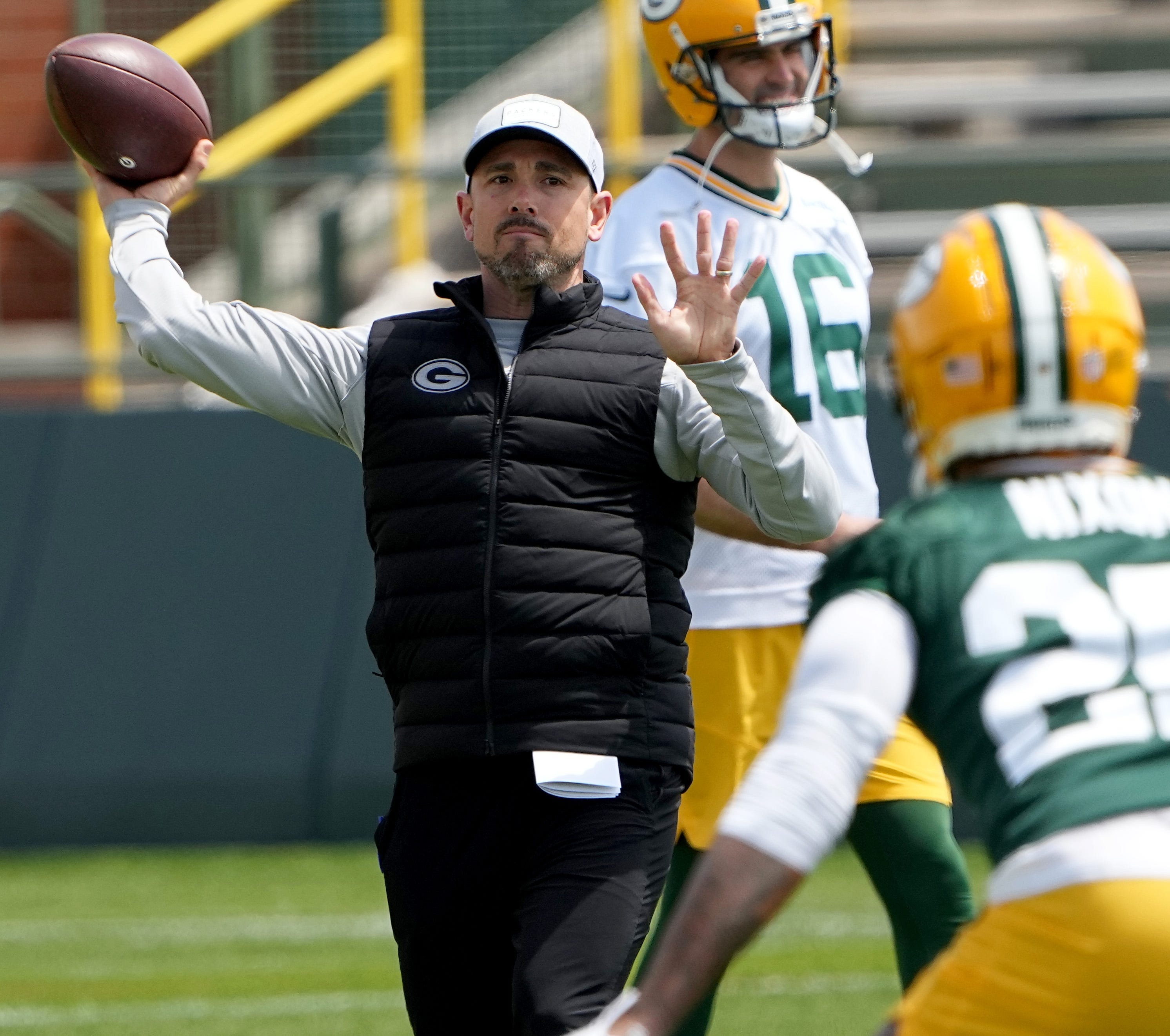 Head coach Matt LaFleur is shown during the Green Bay Packers' organized team activities on May 24.